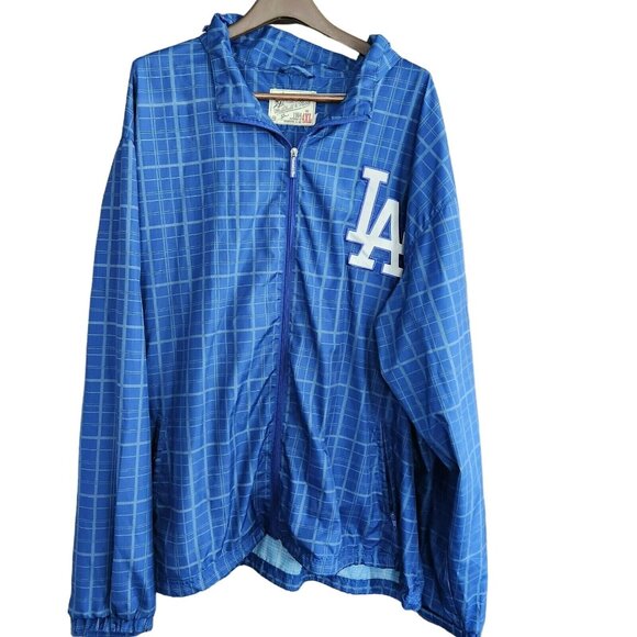 Mitchell & Ness LA Dodgers Blue Plaid Windbreaker Jacket Size 4XL MLB - Picture 4 of 16